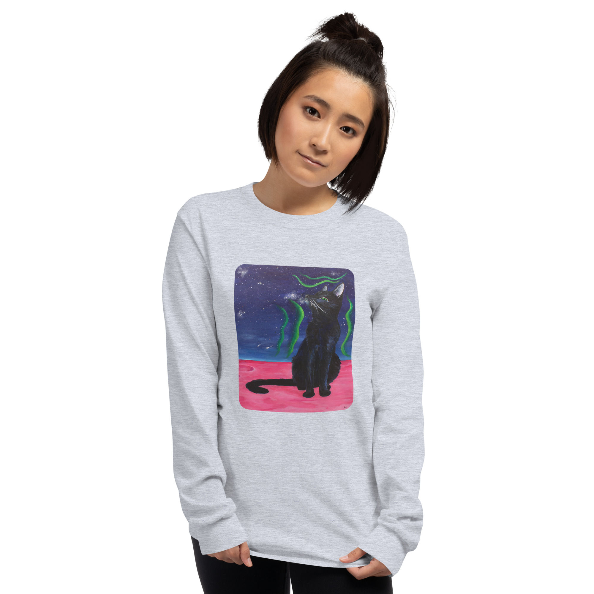 Men’s Long Sleeve Shirt - "Her Majesty, The Black Cat"