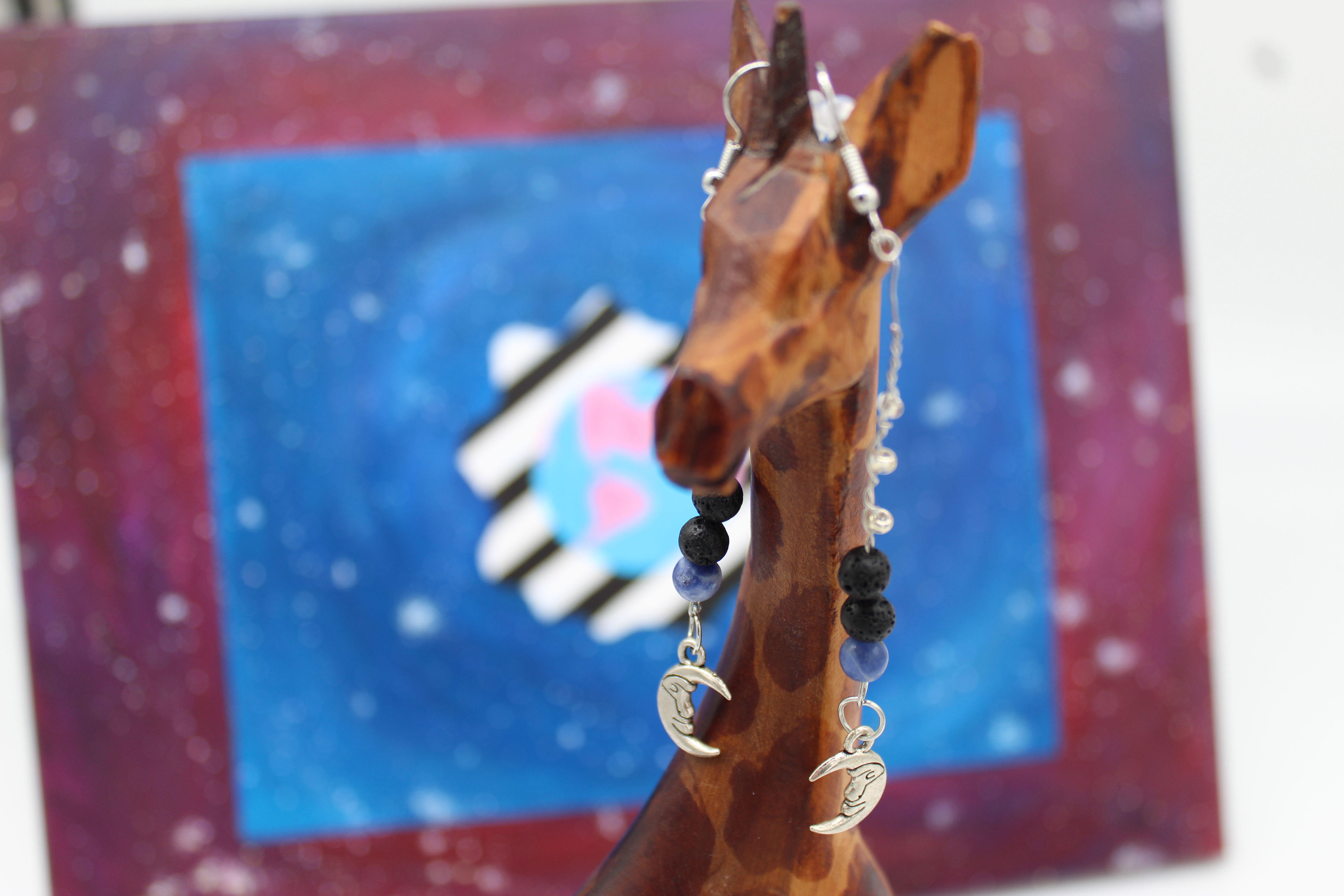 Blue Moon Lava Rock Aromatherapy Earrings