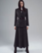 vlněné dvouřadové sako s maxi sukní