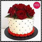 Gluten free 40th birthday cake topped with fresh roses