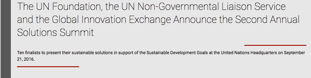 UN Solutions Summit 2016