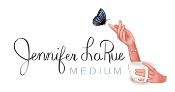 Jennifer LaRue, Medium logo hands, coffee cup, butterfly