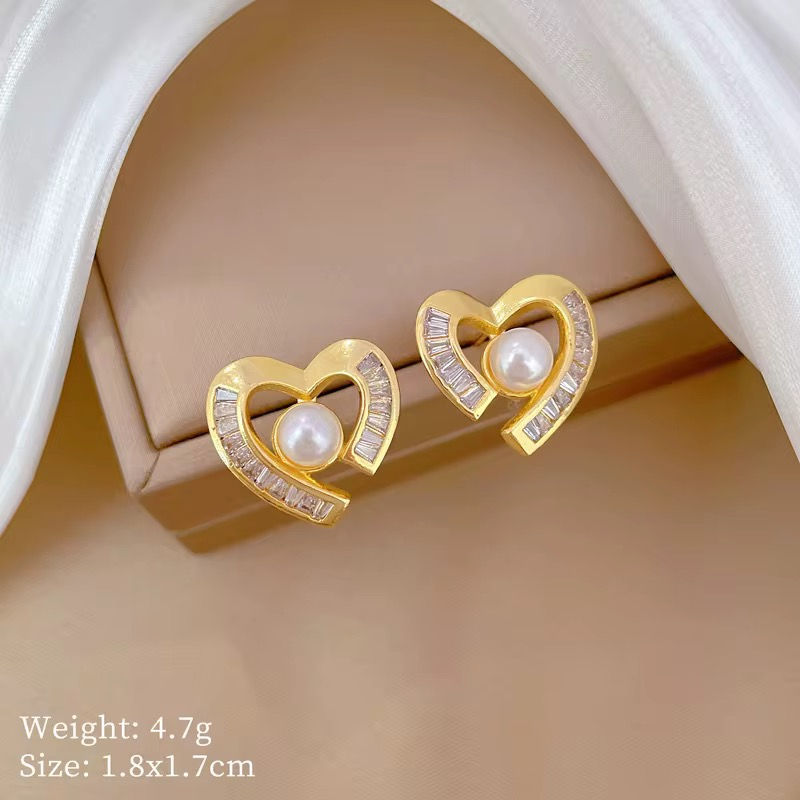 Thumbnail: 3pc jewelry set stainless steel heart flowers 