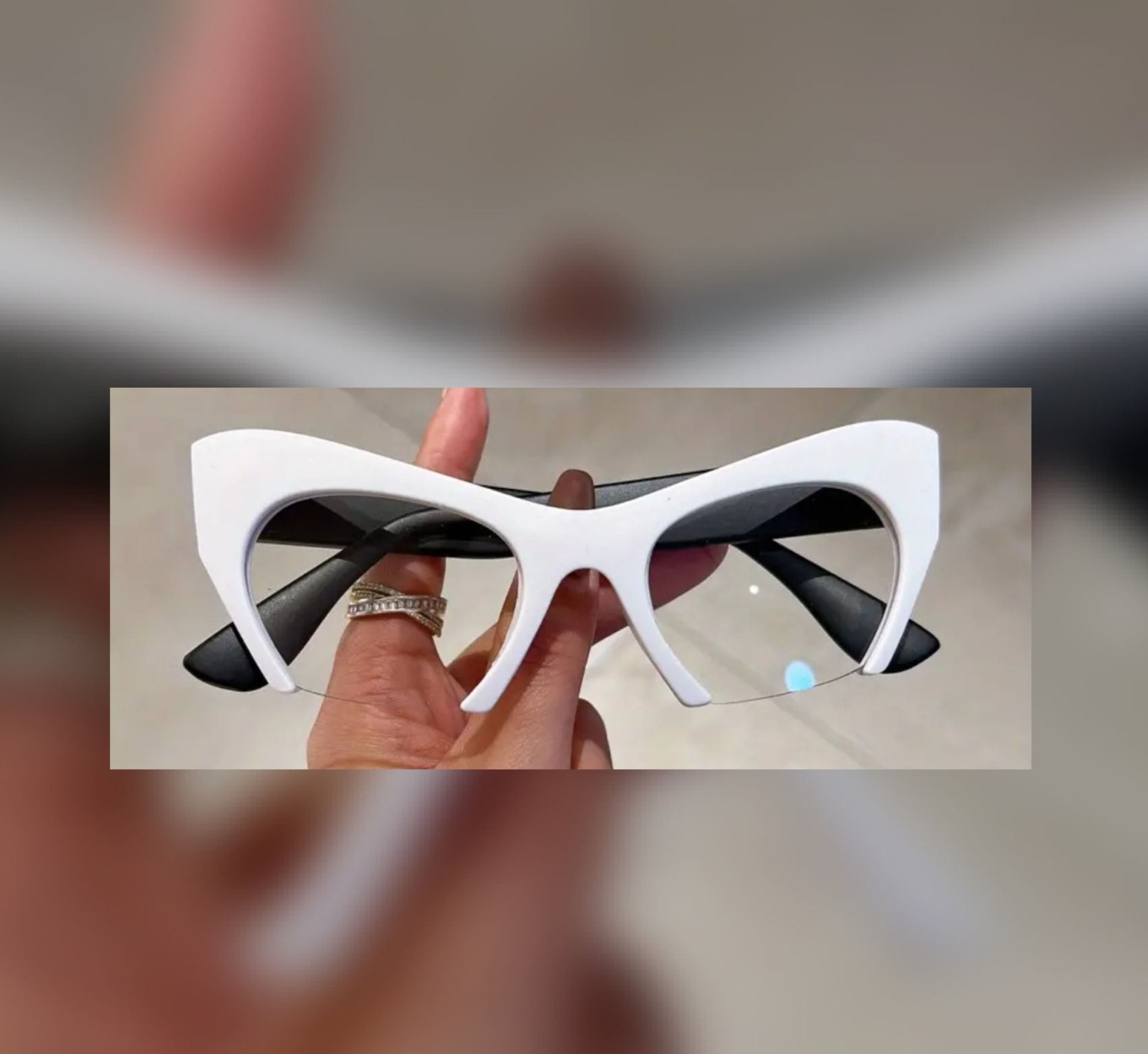 CAT EYE SHADES WHITE/BLACK