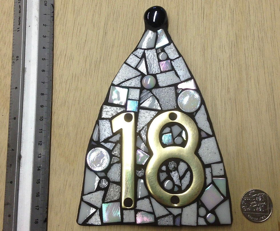 Thumbnail: 17 cm high White Nancy Mosaic with Brass or Chrome number