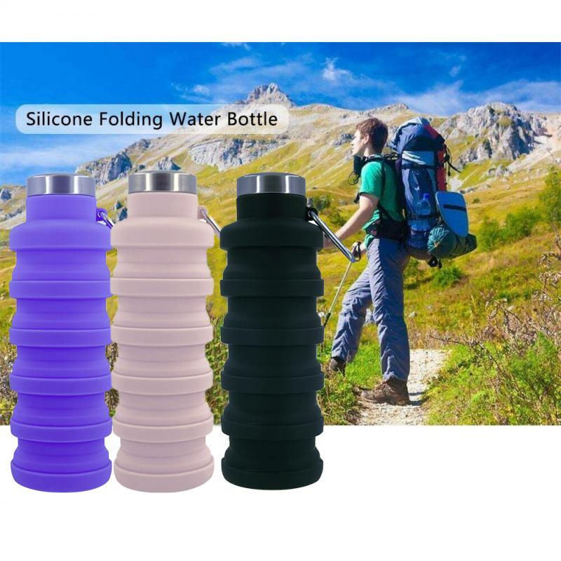 Thumbnail: 500ml outdoor retractable water bottle portable collapsible silica gel