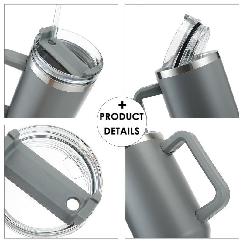 Thumbnail: 30OZ Straw Coffee Insulation Cup With Handle Portable Car Stainless Steel