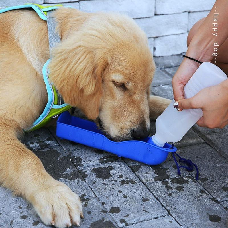Thumbnail: 250/500ml Dog Water Bottle Feeder With Bowl Plastic Portable Water Bottle