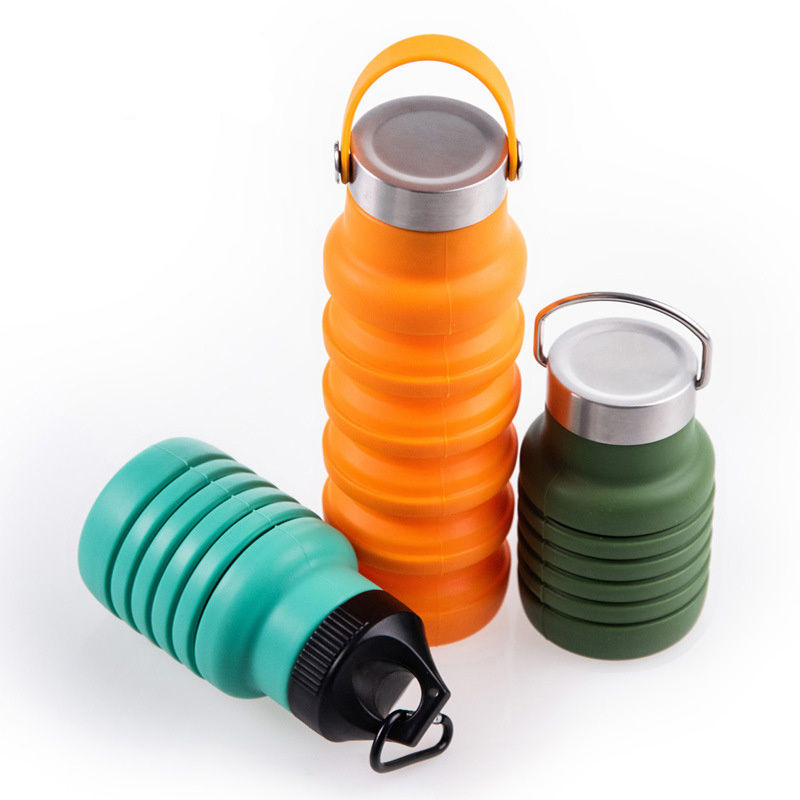 Thumbnail: 500ML Large Capacity Silicone Sports Water Bottle Outdoor Folding Water