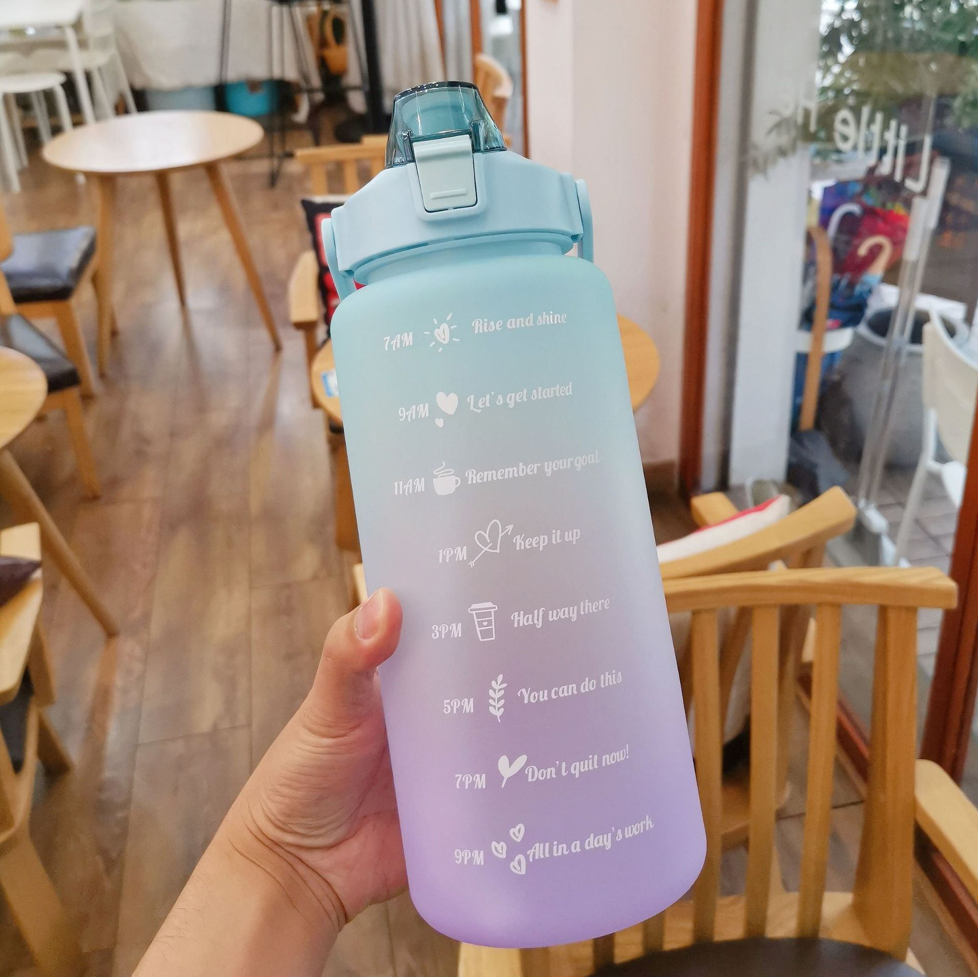 2 Liter Water Bottle With Straw Motivational Water Jug Plastic Frosted