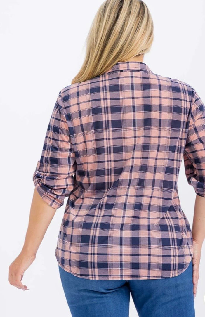 Thumbnail: Long Sleeve Front Pocket Button Up Plaid Shirt