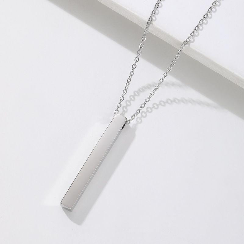 Thumbnail: Blank customizable cuboid stainless steel pendant  metal necklace