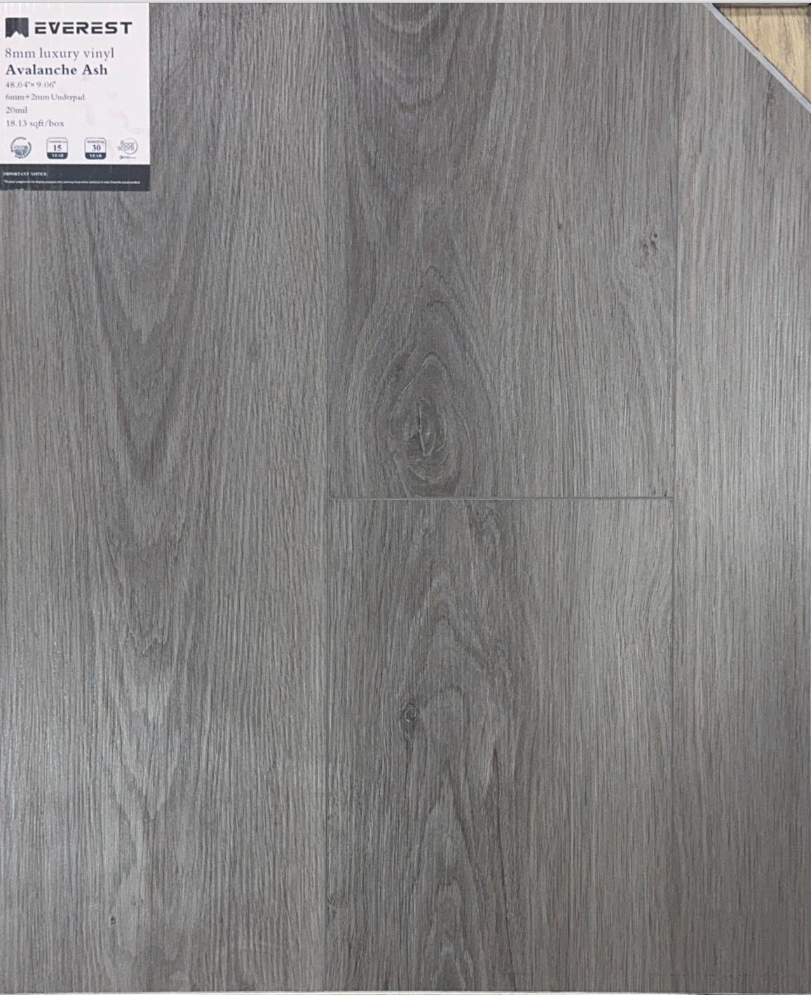 8mm Luxury Vinyl Everest Avalanche Ash