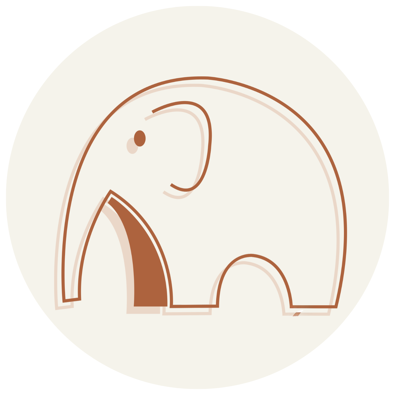 Minimalist line art illustration of an elephant