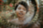 Thoughtful woman in nature, double exposure