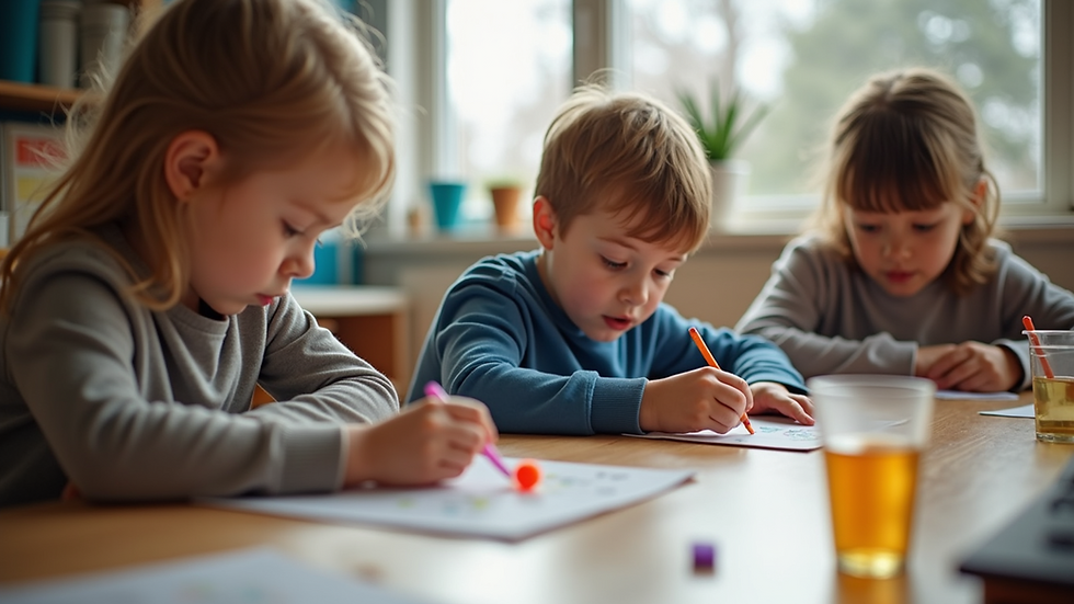 Eye-level view of children engaged in a hands-on STEAM activity