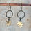 Thumbnail: Bronze daisy on a hoop drop earring