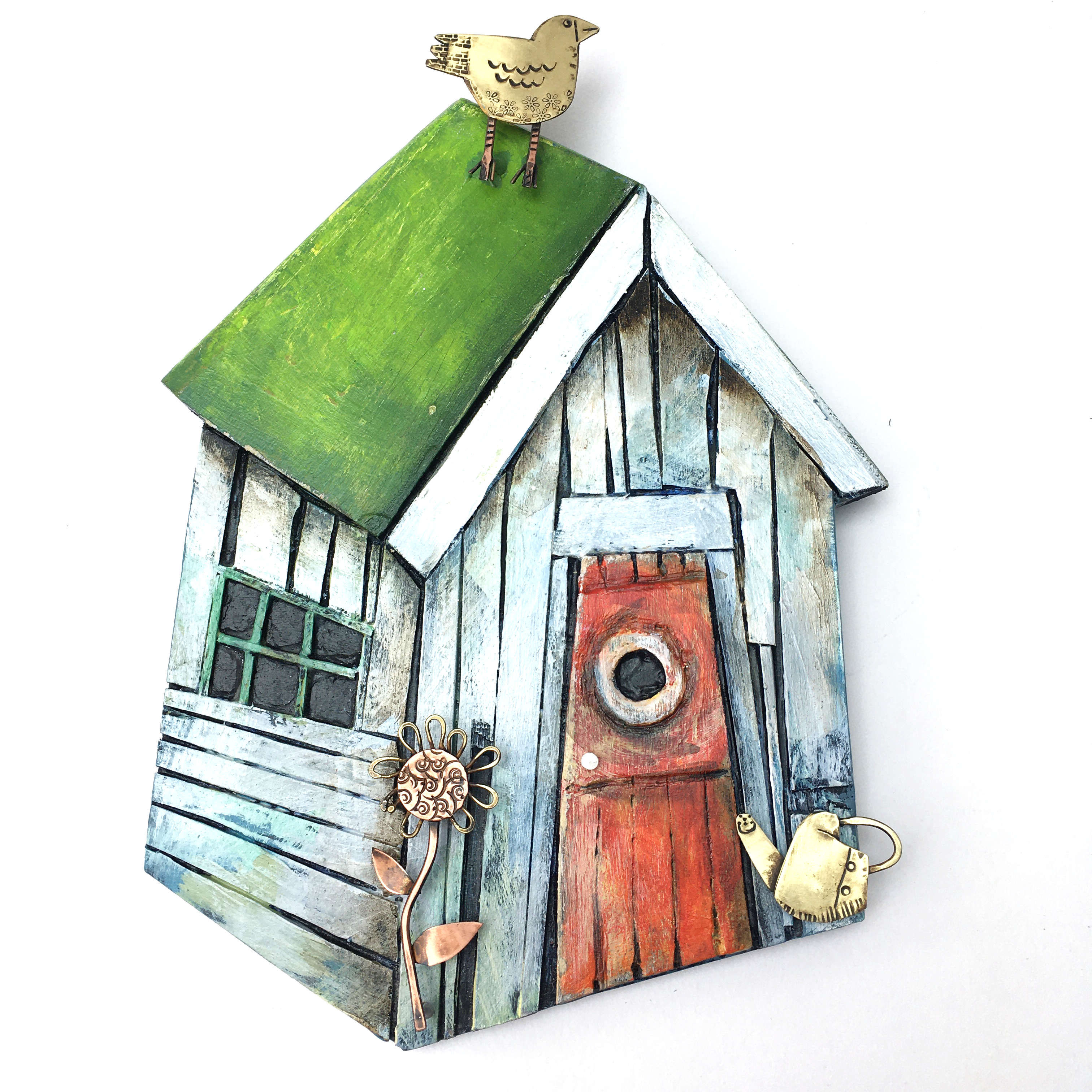 Garden Shed wall piece with green roof (Small)