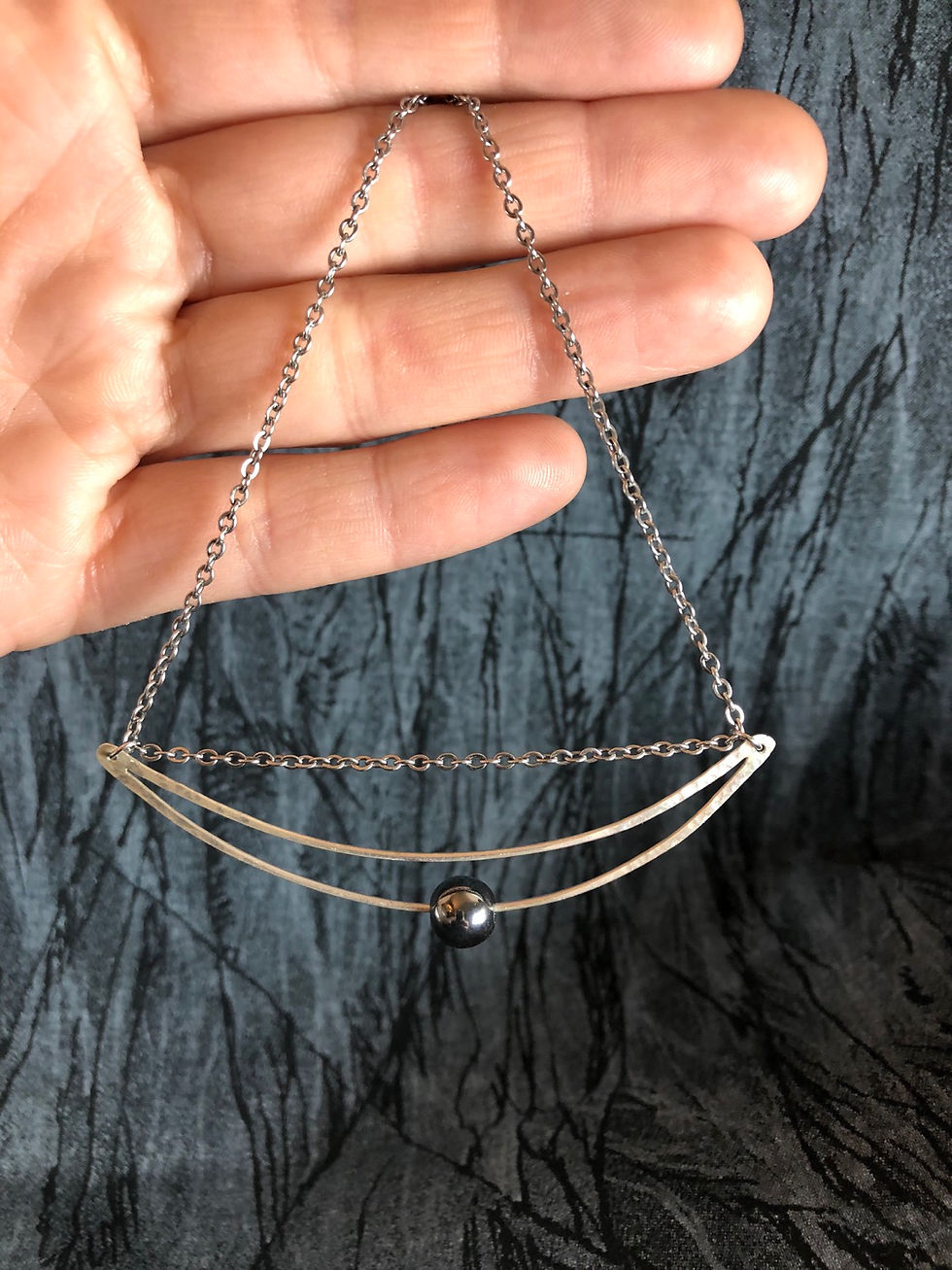 Thumbnail: Solid Silver & Hematite (w/ stainless steel chain) 