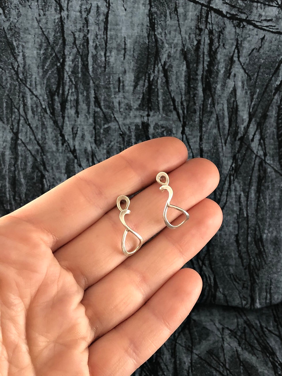 Thumbnail: Solid silver swoop & swirl earrings 