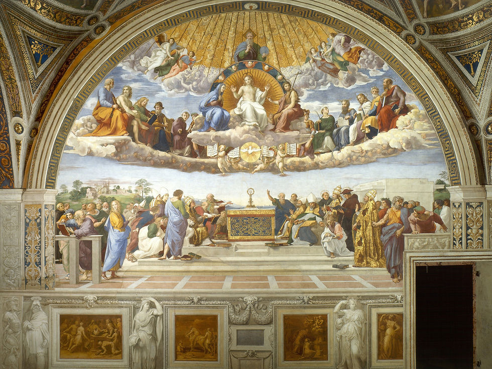 Disputation of the Holy Sacrament by Raphael. Gibraltar Catholic Youth.