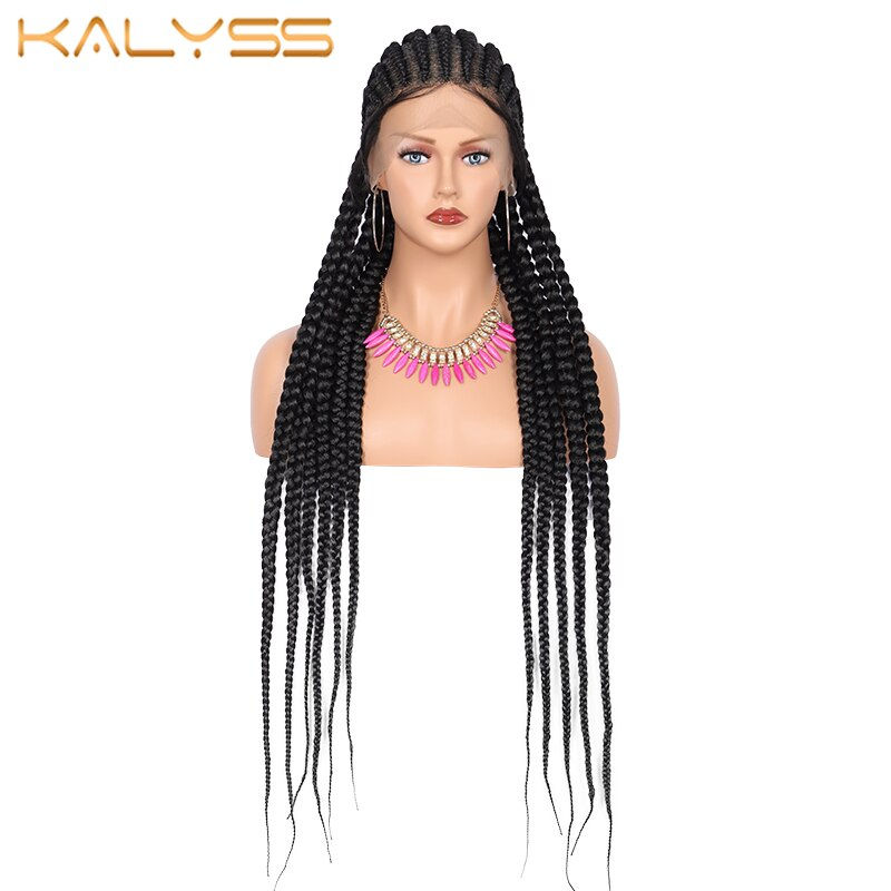 Miniatura: Kalyss 36" Full Lace Braided Wigs Rough Cornrow Box Braids Wig With Baby Hair F