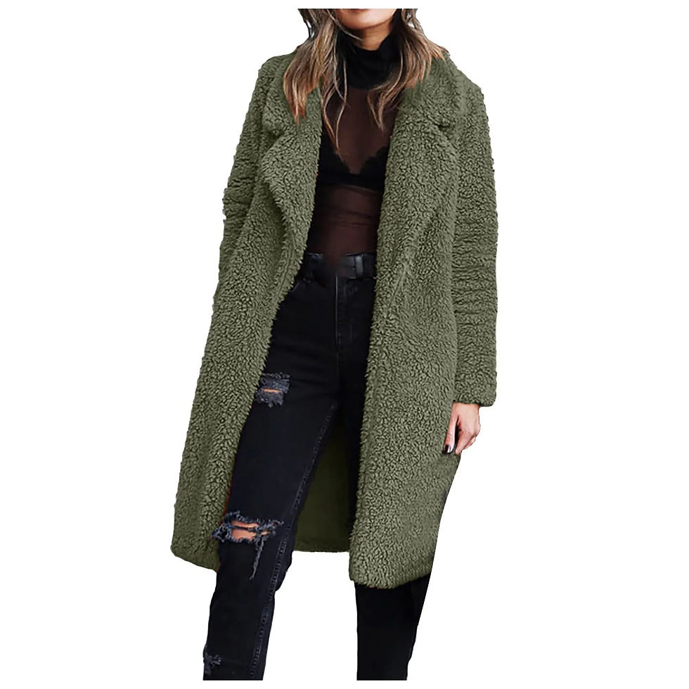 縮圖：Plus Size Womens Ladies Warm Artificial Wool Coat Jacket Lapel Winter Outerwear