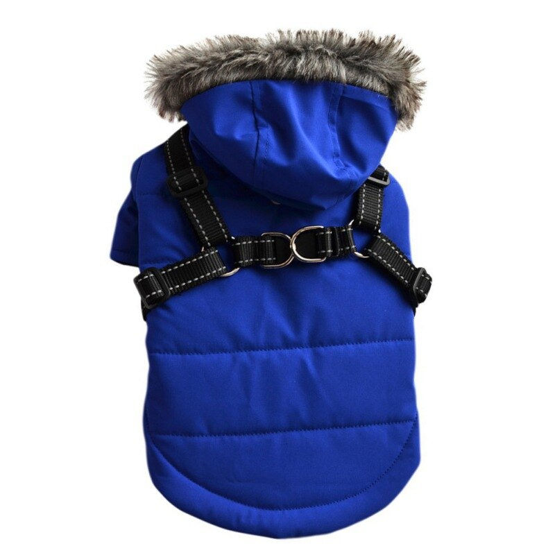 Thumbnail: Winter Pet Dog Coat Dog Jacket with Harness Warm Soft Windproof with Hooded S-X