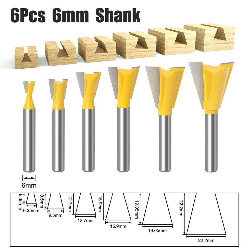Thumbnail: 6mm/8mm Shank 1/4" Shank Dovetail Joint Router Bits 14 Degree Woodworking Engra