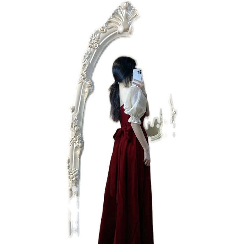 縮圖：Small Plus Size Wine Red Puff Sleeve Princess High-grade Evening Dress