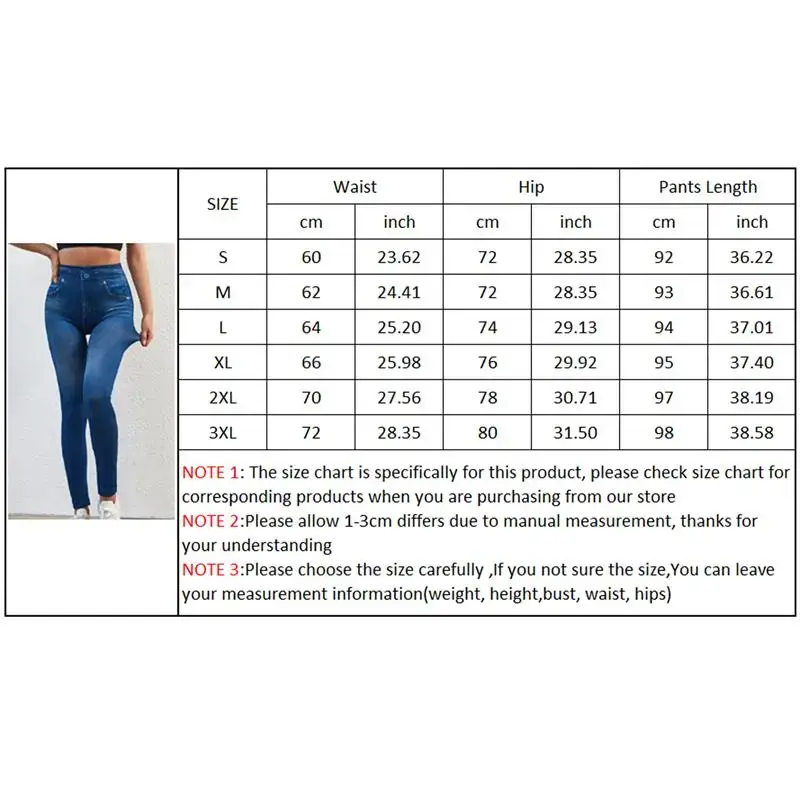 Thumbnail: NEW2023 Women Jeggings Faux Denim Jeans Leggings High Waisted Tummy