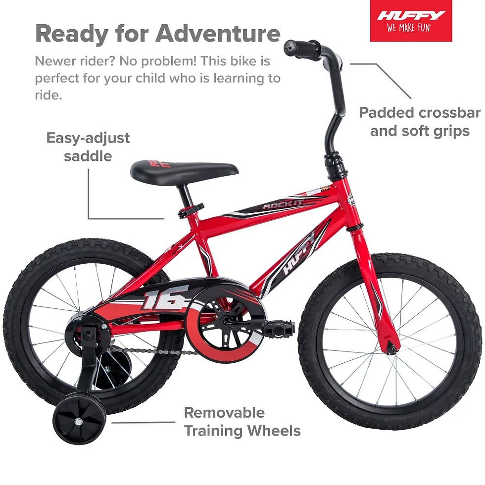 Thumbnail: GISAEV 16 In. Rock It Boy Kids Bike, Red Hi-rise Handlebar In Black with A Comp