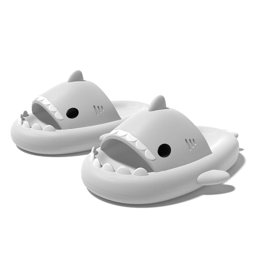 Thumbnail: Summer Home Women Shark Slippers Anti-skid EVA Solid Color Couple Parents Outdo