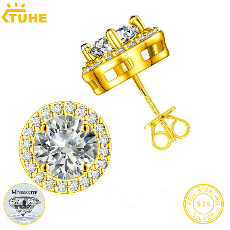 Thumbnail: Classic Round 2CT Moissanite Earring For Women Jewelry Sterling Silver 925 Fash
