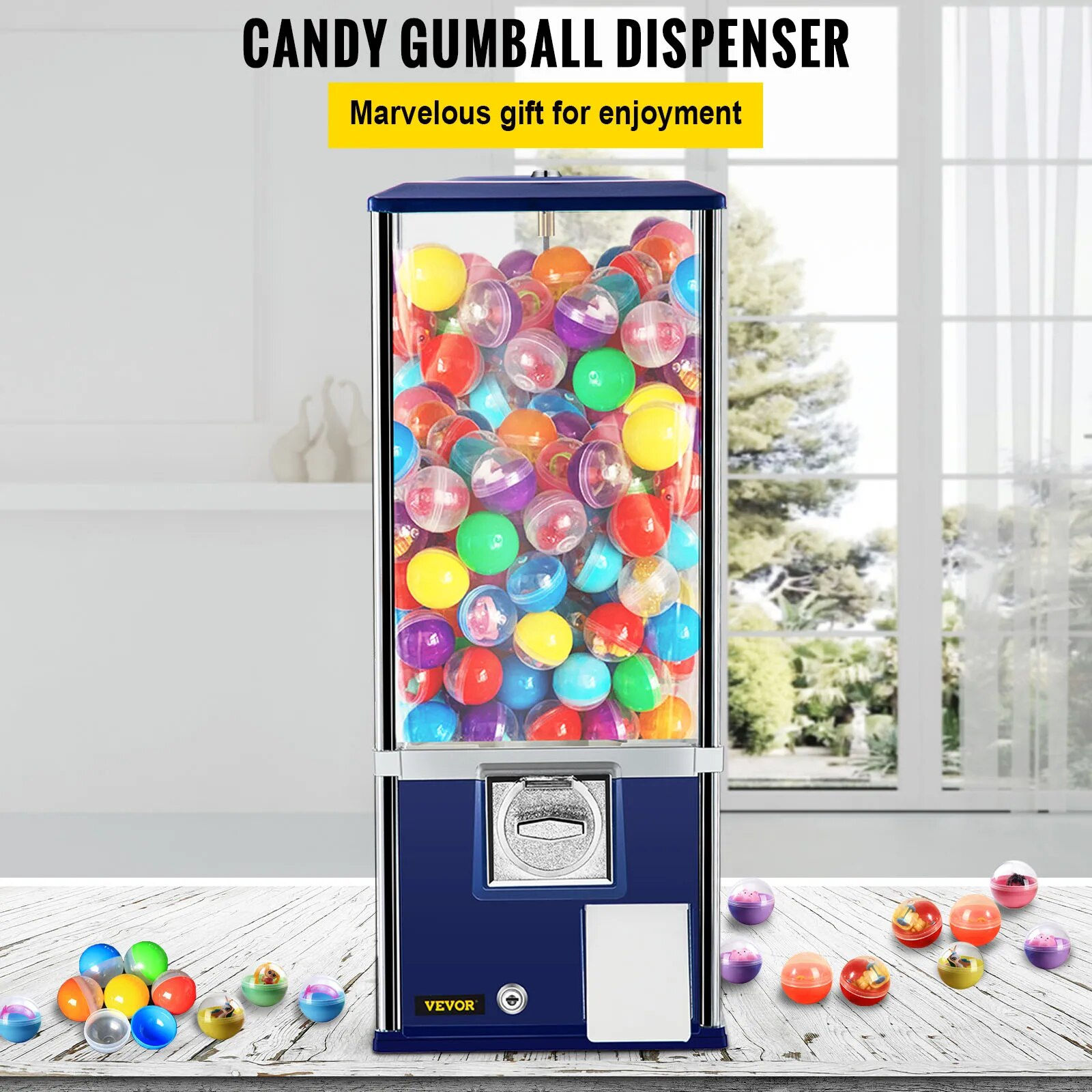 VEVOR 25.2 In Gumball Dispenser Height Candy Machine Huge Load Capacity Vintage