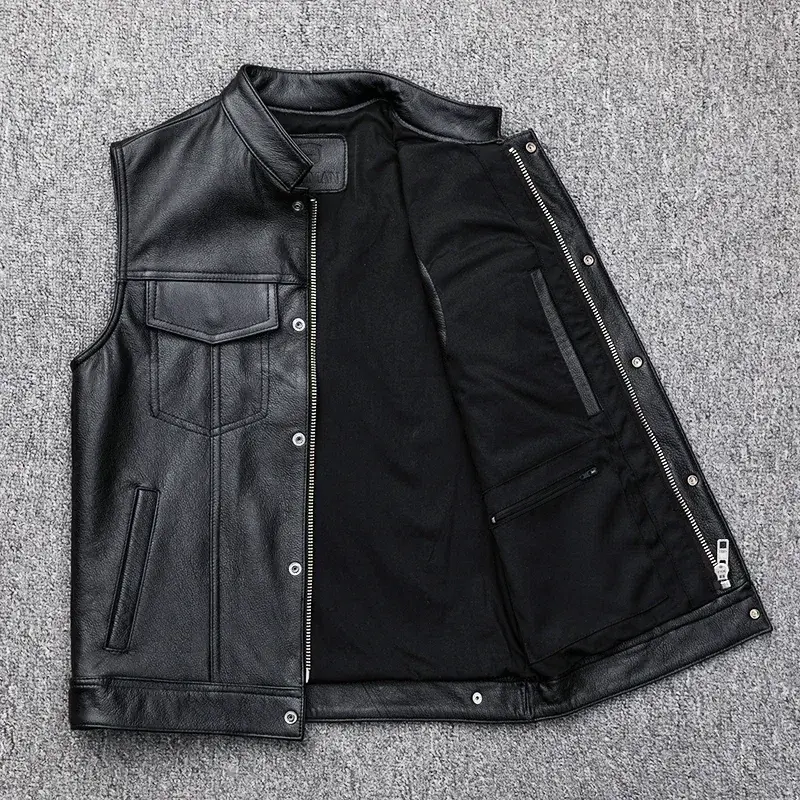 Miniatura: Fashion 100% Cowskin Sons Of Anarchy Leather Rock Punk Vest Cosplay Costume Bla