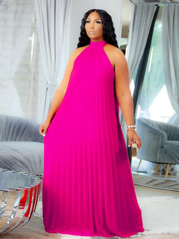 Miniatyrbilde: Chiffon Maxi Dress Women Summer Sleeveless Elegant Dresses Long Halter Neck Dre