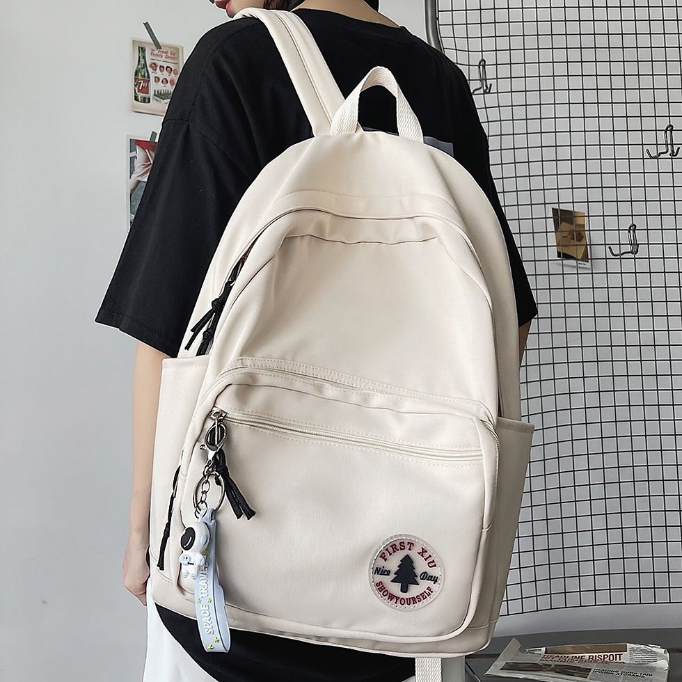 Thumbnail: Girl Solid Color Fashion School Bag College Student Women Backpack Trendy Trave