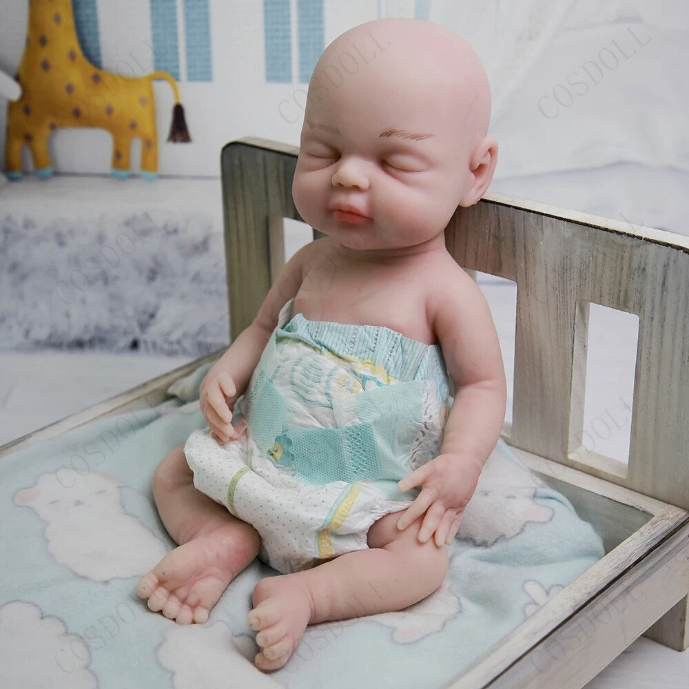 COSDOLL 39cm 1.75kg Full Body Silicone Reborn Dolls Eyes Closed Realistic Newbo