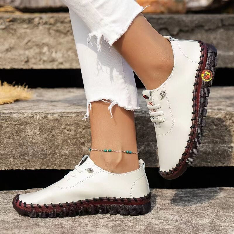 Thumbnail: Women Vulcanized Shoes Pu Leather Casual Shoes Soft Comfortable Flat Shoes