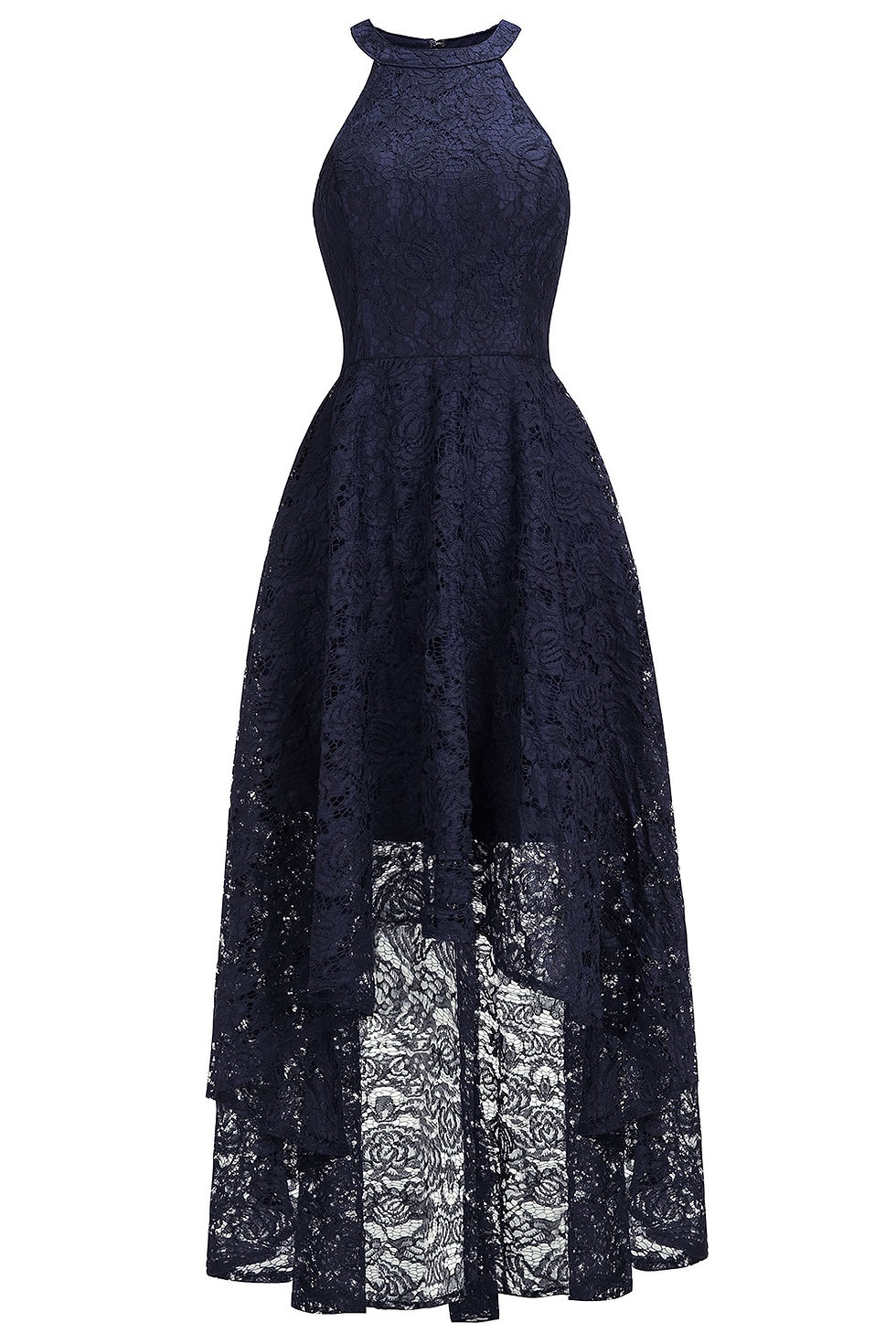 थंबनेल: BABYONLINE Bridesmaid Dress Featured Halter Neckline Illusion Lace Corest Sleev