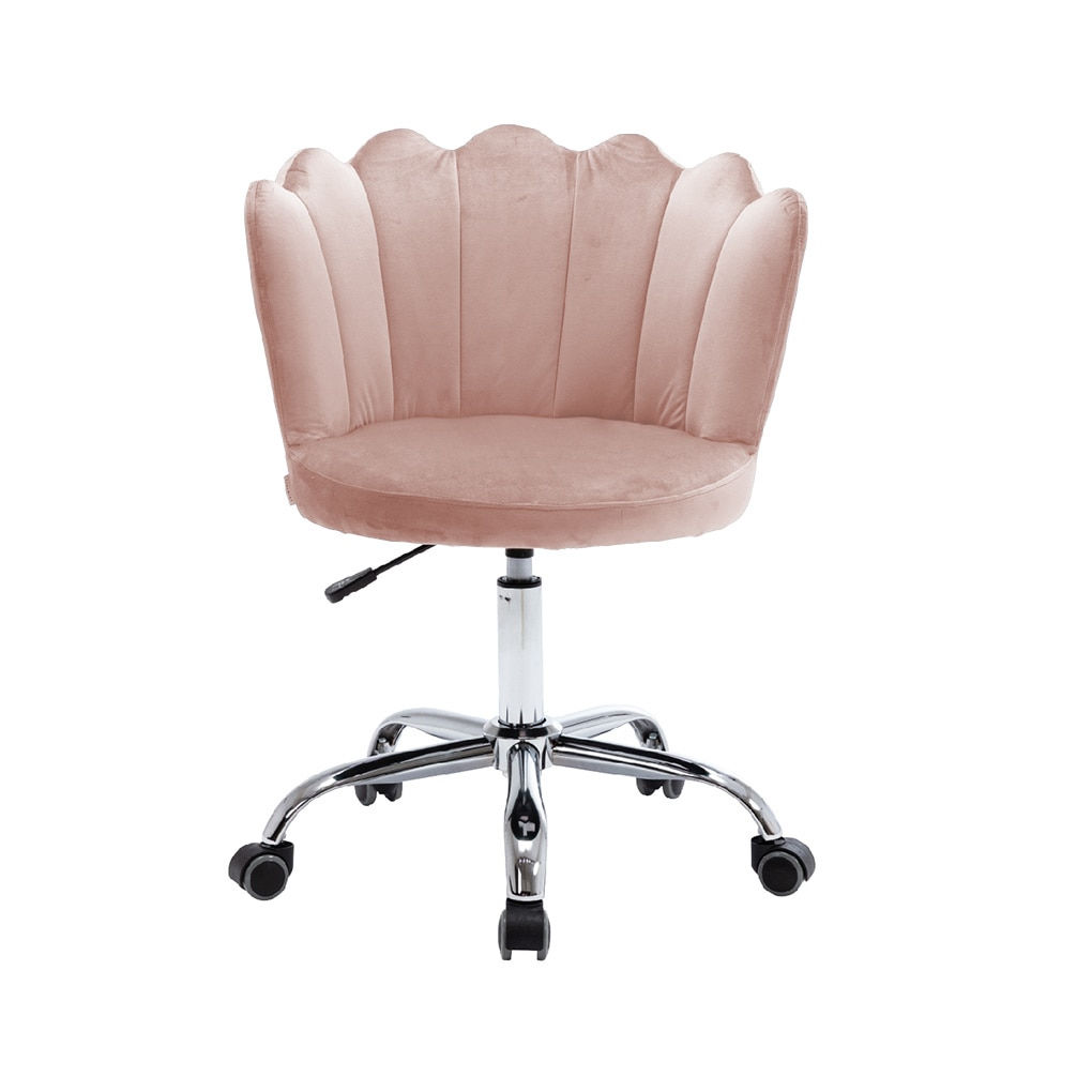 Office Chair 360 Degrees Rotation Leisure Chair Velvet Fabric Metal Base Accent