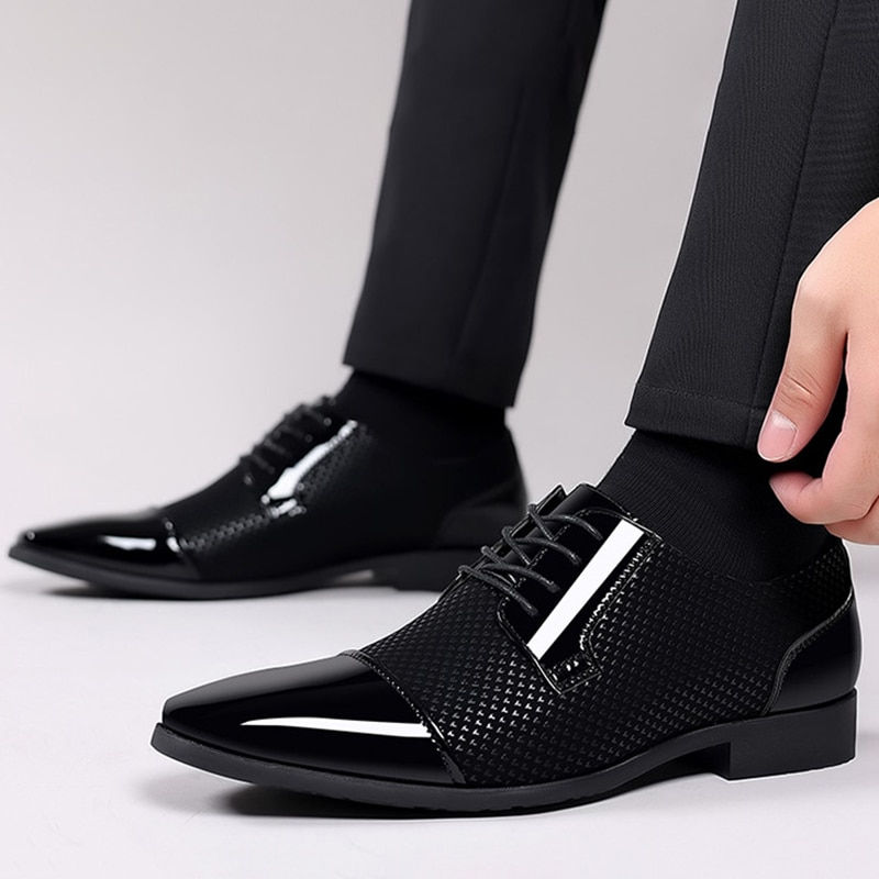Thumbnail: Trending Classic Men Dress Shoes For Men Oxfords PU Leather Shoes Lace Up Forma