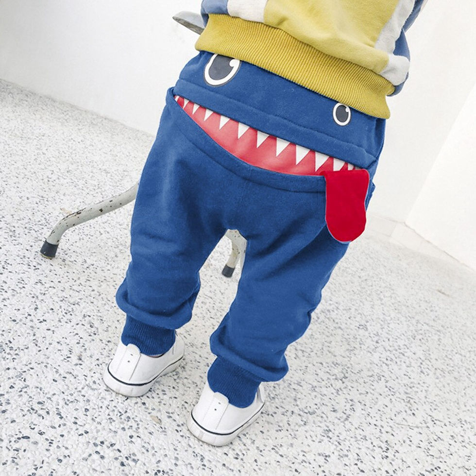 Thumbnail: Baby Children Kids Boys Girls Cartoon Shark Tongue Harem Pants Trousers Pants