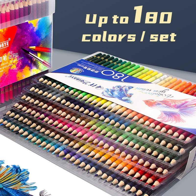 Miniature : 48/120/160/150/180 Professional Oil Color Pencil Soft Wood Watercolor crayon de