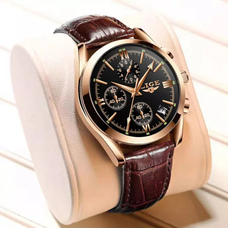 Hình thu nhỏ: New Fashion Mens Watches Top Brand Luxury Military Quartz Watch Man Premium Lea