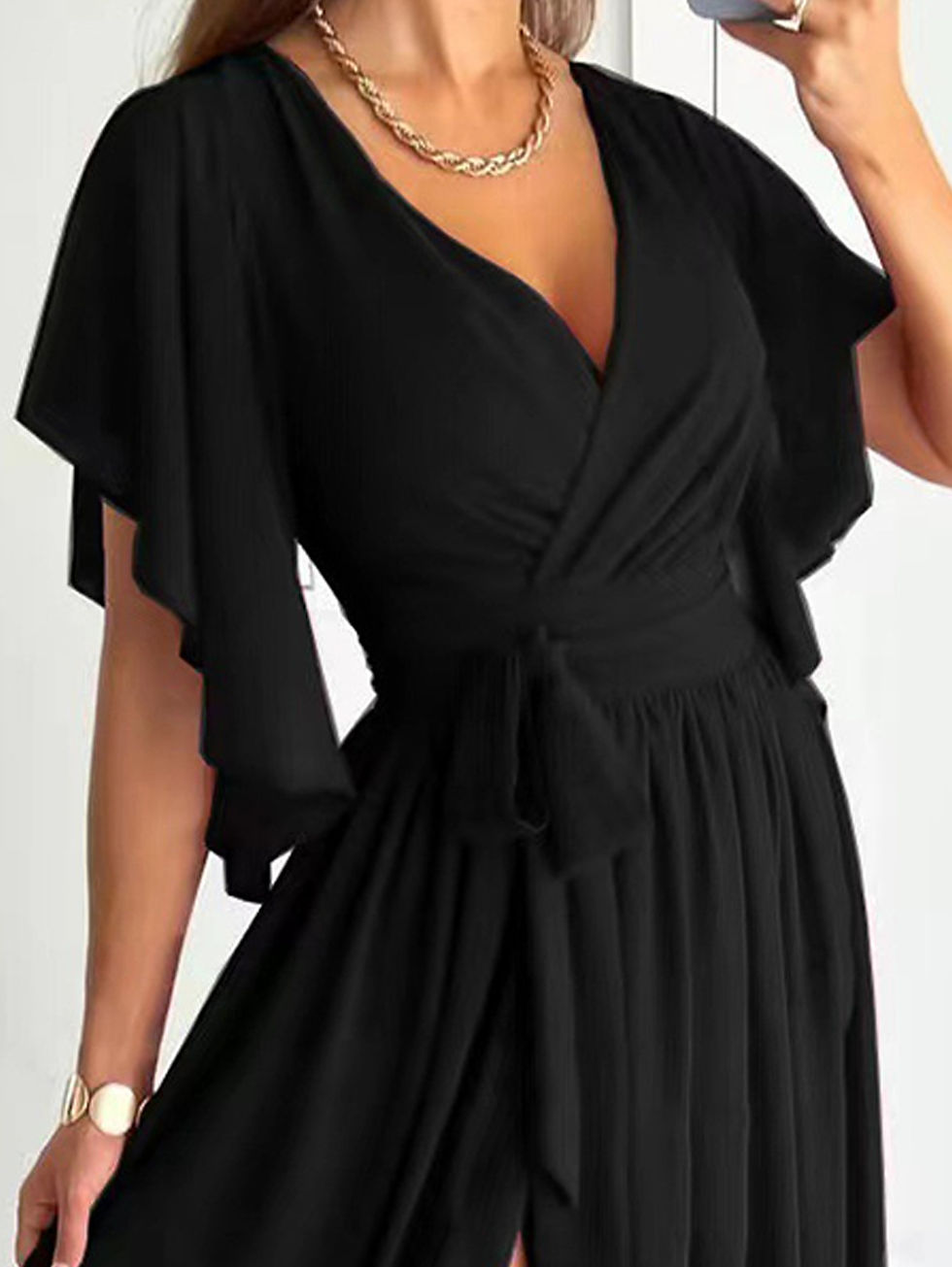 Thumbnail: Plus Size V-neck Short Sleeve Long Casual Dress for Women