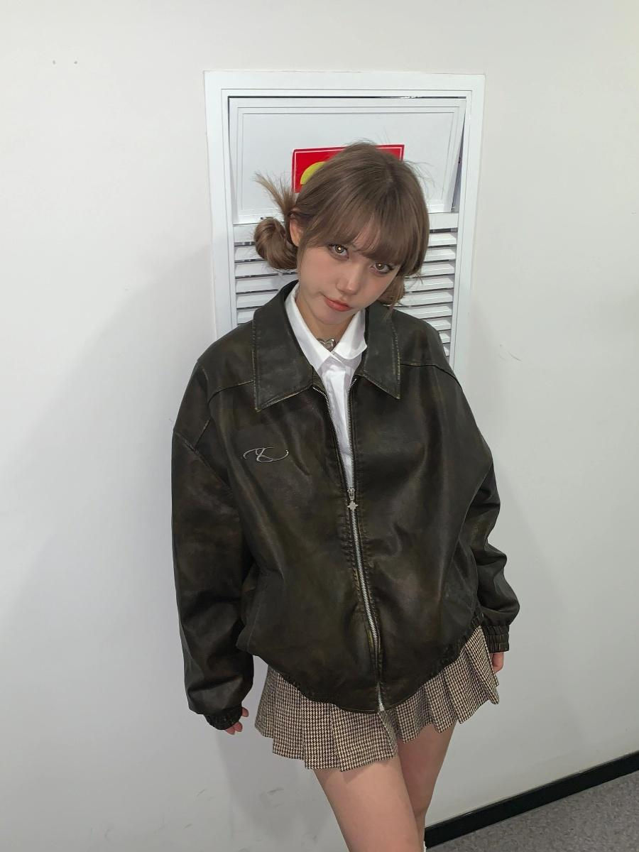 Thumbnail: Women's Autumn American Retro Motorcycle Casual Leather Jacket