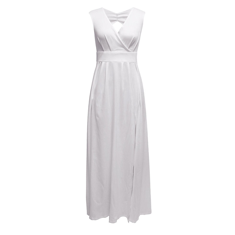 Thumbnail: Ladies Pure White V-Neck Long Dinner Dress designer evening dresses women