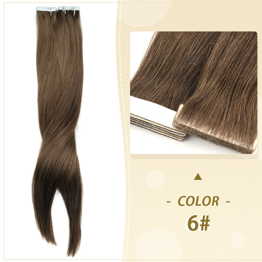 Thumbnail: ZURIA PU Skin Tape In Human Hair Extensions Weft Adhesive Invisible 100% Remy 1